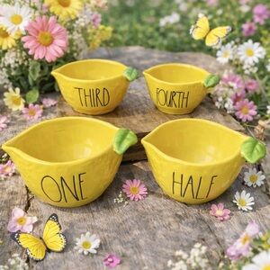 Lemon Measuring Cups Set of 4 | Yellow Ceramic Farmhouse Kitchen Decor | NWT